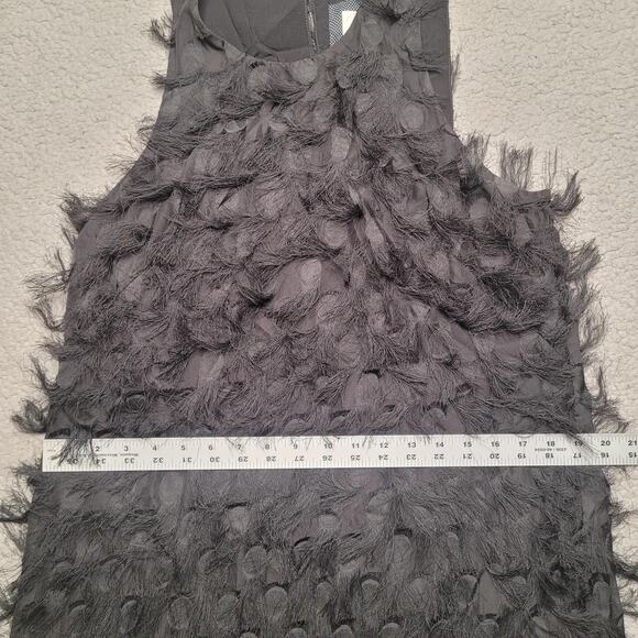 Anthropologie Dress 12 Black Roxie Fringe Textured Sleeveless Party Flapper - Picture 10 of 11